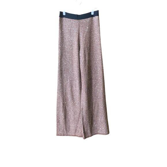 NWT Hugo Boss Womens Gold Glitter Knit Pants Sz L . Lurex - Picture 3 of 12